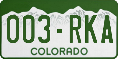 CO license plate 003RKA