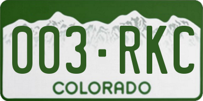 CO license plate 003RKC