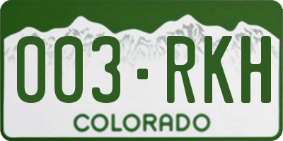 CO license plate 003RKH