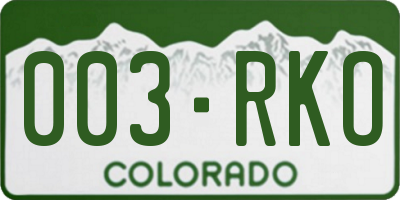 CO license plate 003RKO