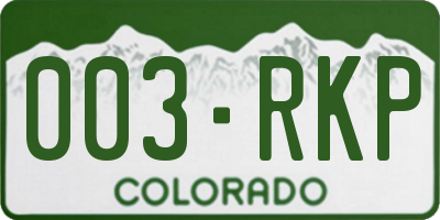 CO license plate 003RKP