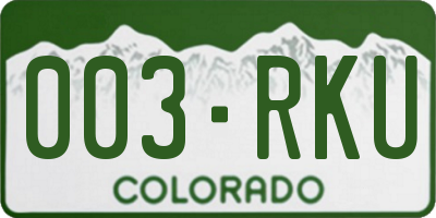 CO license plate 003RKU
