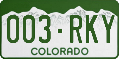 CO license plate 003RKY