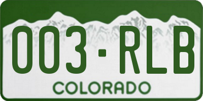 CO license plate 003RLB