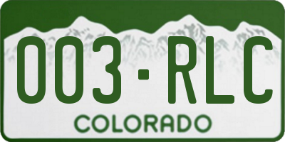 CO license plate 003RLC