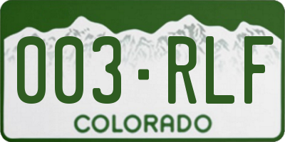 CO license plate 003RLF