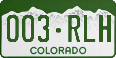 CO license plate 003RLH