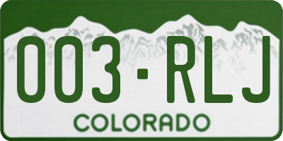 CO license plate 003RLJ