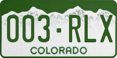 CO license plate 003RLX
