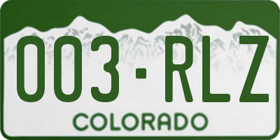 CO license plate 003RLZ