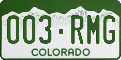 CO license plate 003RMG