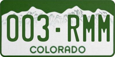 CO license plate 003RMM