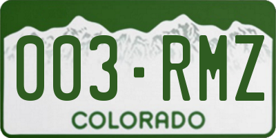 CO license plate 003RMZ