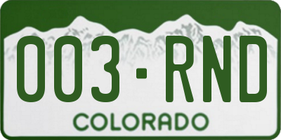 CO license plate 003RND