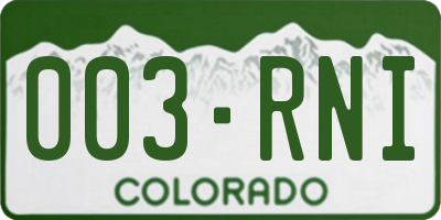 CO license plate 003RNI