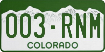 CO license plate 003RNM