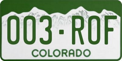 CO license plate 003ROF