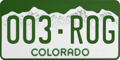 CO license plate 003ROG