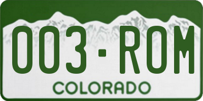 CO license plate 003ROM