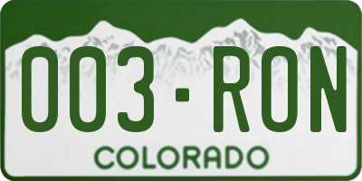 CO license plate 003RON