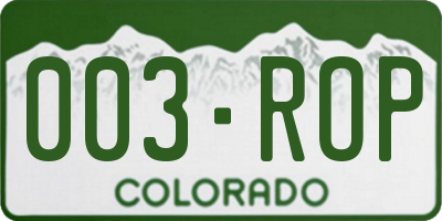 CO license plate 003ROP