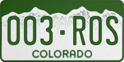 CO license plate 003ROS