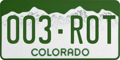 CO license plate 003ROT