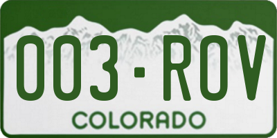 CO license plate 003ROV
