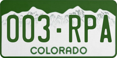 CO license plate 003RPA