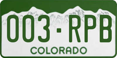 CO license plate 003RPB