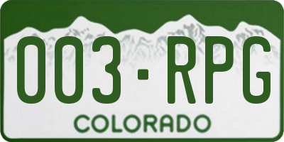 CO license plate 003RPG