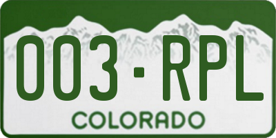 CO license plate 003RPL