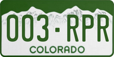 CO license plate 003RPR