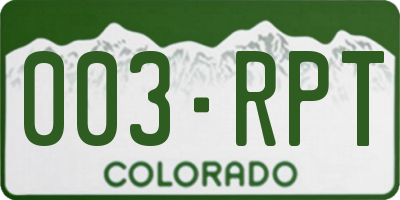 CO license plate 003RPT