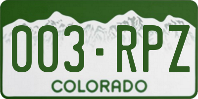 CO license plate 003RPZ