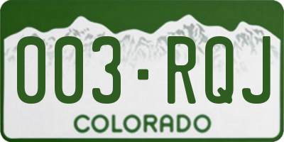 CO license plate 003RQJ