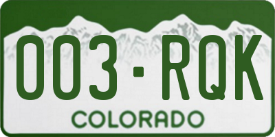 CO license plate 003RQK