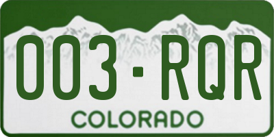CO license plate 003RQR