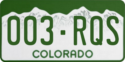 CO license plate 003RQS