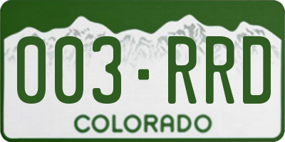 CO license plate 003RRD