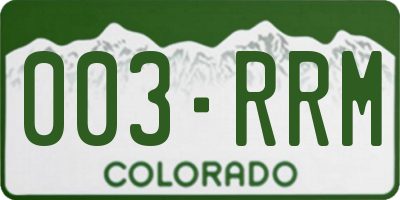 CO license plate 003RRM