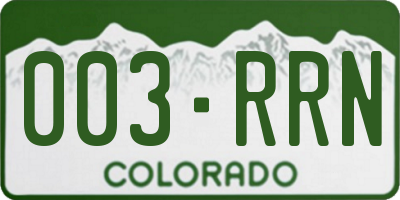 CO license plate 003RRN