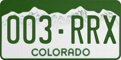 CO license plate 003RRX