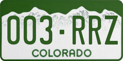 CO license plate 003RRZ
