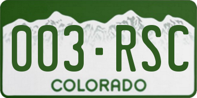 CO license plate 003RSC