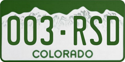 CO license plate 003RSD