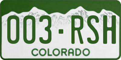 CO license plate 003RSH