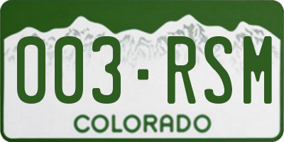 CO license plate 003RSM
