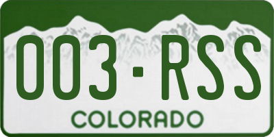 CO license plate 003RSS