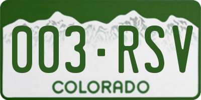 CO license plate 003RSV
